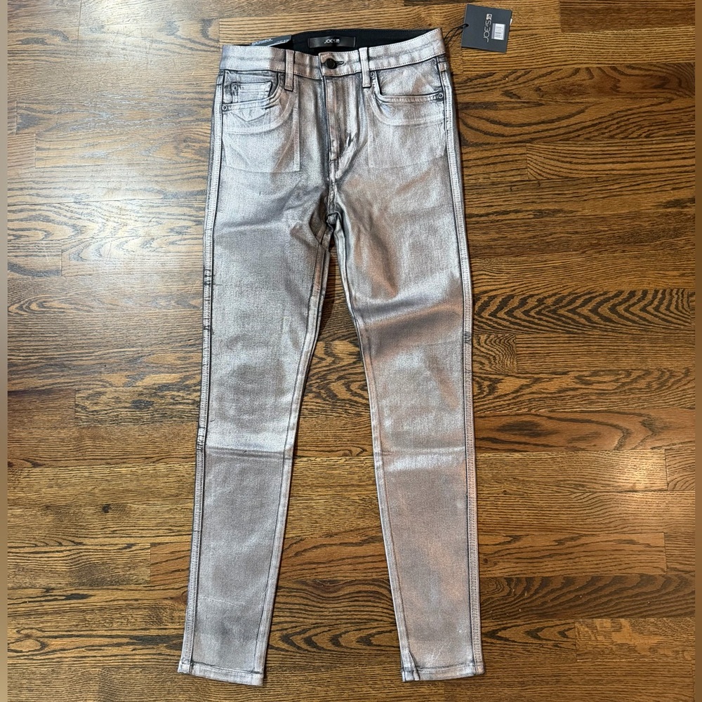 Joe's Jeans Charlie Metallic Silver Skinny Women Jeans